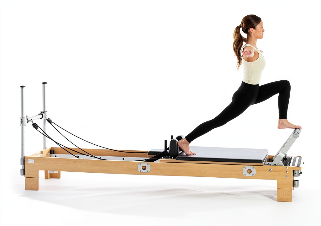 Person using Pilates eBook on a tablet during a workout