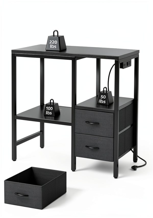 TIQLAB 20-29 Gallon Multi - Tier Aquarium Stand with Storage Drawers & Shelf, Sturdy Metal Frame for Fish Tanks with Power Outlet, 30.7" L*13.8" W Tabletop, Black-2
