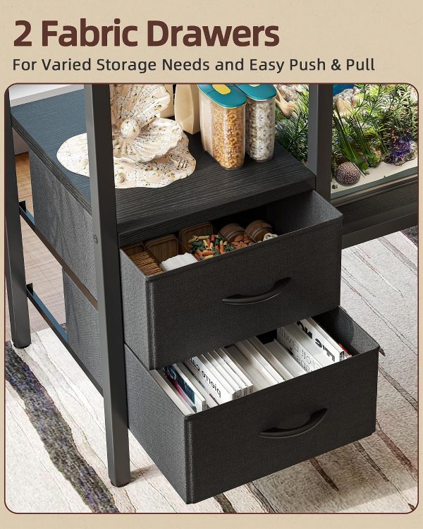 TIQLAB 20-29 Gallon Multi - Tier Aquarium Stand with Storage Drawers & Shelf, Sturdy Metal Frame for Fish Tanks with Power Outlet, 30.7" L*13.8" W Tabletop, Black-5