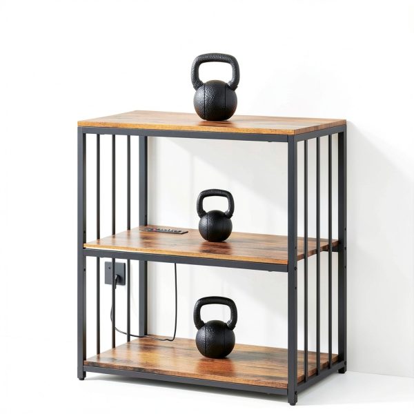 20 Gallon Fish Tank Stand with Power Outlet, Retro Brown, 3-Tier-2