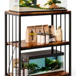 20 Gallon Fish Tank Stand with Power Outlet, Retro Brown, 3-Tier-0