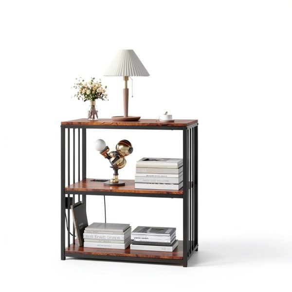 20 Gallon Fish Tank Stand with Power Outlet, Retro Brown, 3-Tier-1